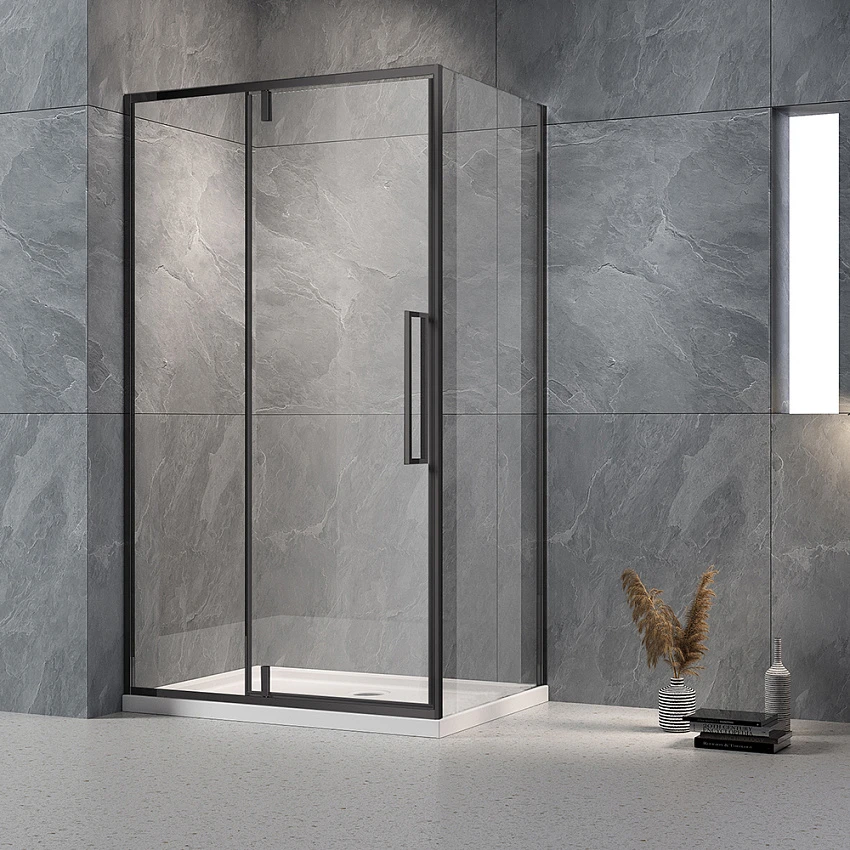 Душевой уголок Veconi Rovigo RV-034B 100x80x195 см, профиль черный, стекло прозрачное