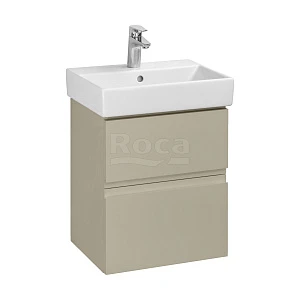 Тумба с раковиной Roca Oleta 50 подвесная, 2 ящика, капучино матовый (раковина Jika Pure)
