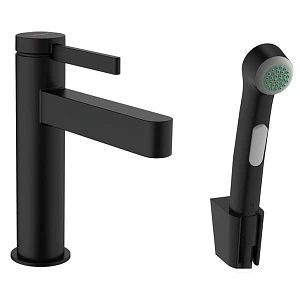 Смеситель для раковины Hansgrohe Finoris 76210670 с гигиеническим душем, черный матовый