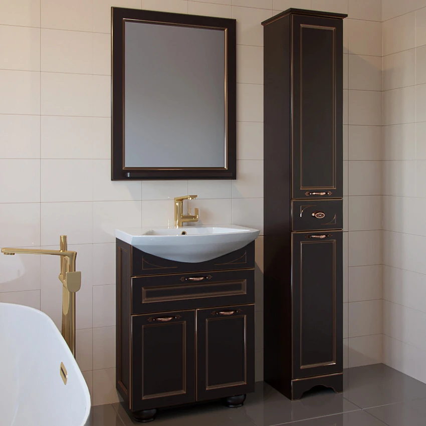 Мебель для ванной ASB-Mebel Бергамо 65 орех темный, патина золото