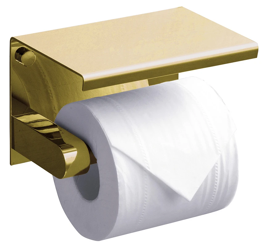 Держатель туалетной бумаги Rush Edge ED77141 Gold с полкой для телефона, золотой