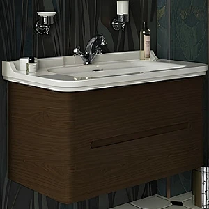 Тумба с раковиной Kerasan Waldorf 100 подвесная, 2 ящика, темный орех (noce)