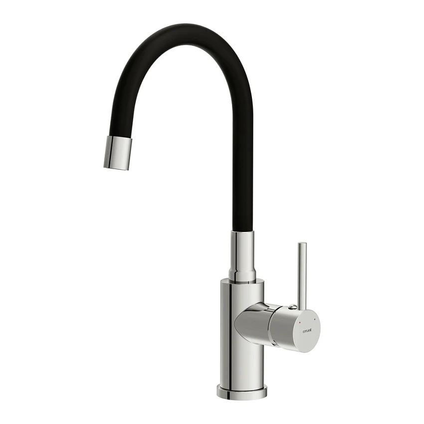Смеситель для кухонной мойки Cersanit Melar 68233 с гибким изливом, черный/хром