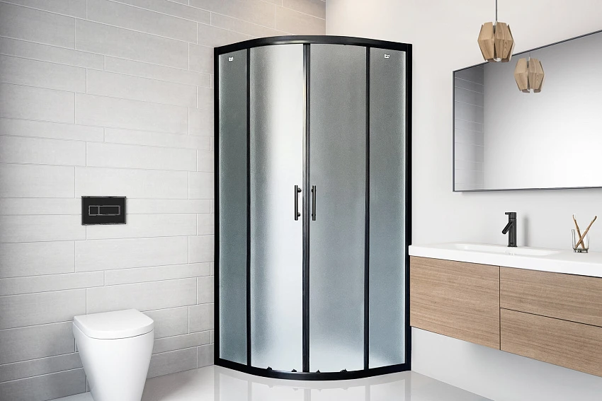 Душевой уголок  Royal Bath Practic RB 90HKD-C-BL стекло рифленое, профиль черный