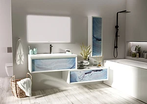 Шкаф-пенал Marka One Milacco У83977 30П 1д. Blue marble R