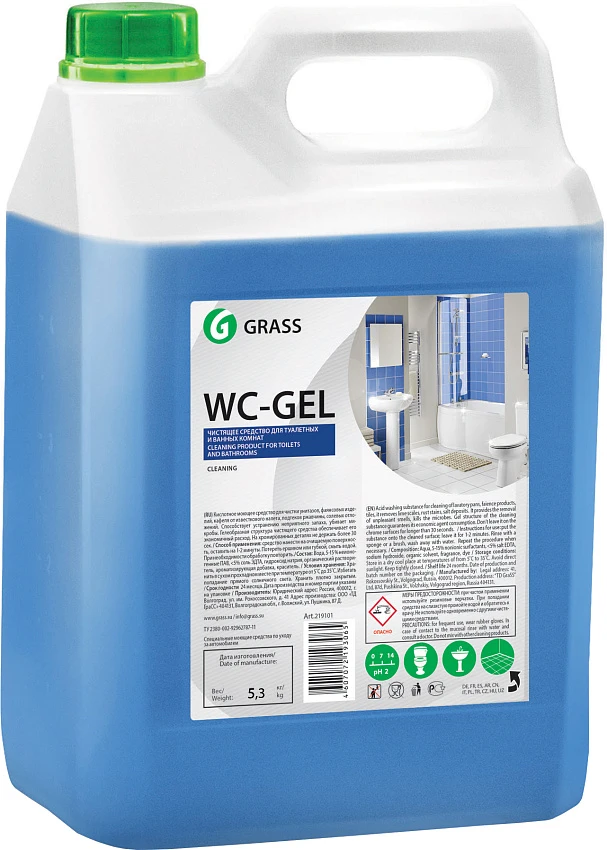 Универсальное моющее средство Grass WC-Gel для чистки сантехники, 5 л