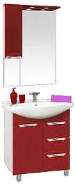 Мебель для ванной Misty Орхидея 65 напольная, с 3-мя ящиками, красная эмаль