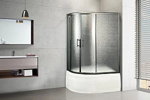 Душевой угол Royal Bath Practic RB 8120BK-C-BL R стекло рифленое, профиль черный
