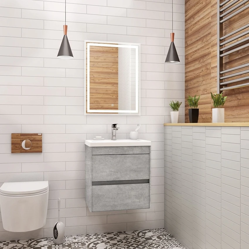 Мебель для ванной Art&Max Family-500-2C-SO-CV Cemento Veneto, подвесная