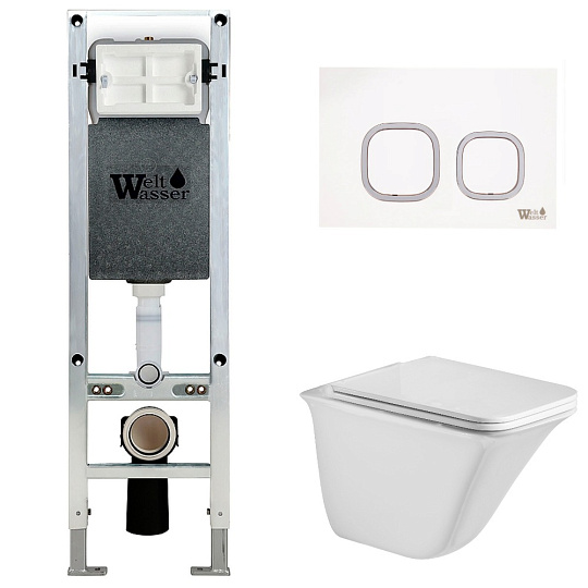 Комплект Weltwasser 10000006570 унитаз Rotbach 004 GL-WT + инсталляция + кнопка Amberg RD-WT