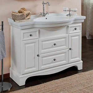 Тумба для комплекта La Beaute Classic Michel 120 белый матовый, фурнитура серебро
