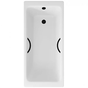 Чугунная ванна Delice Parallel Comfort 150х70 с черными матовыми ручками, без ножек
