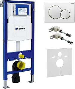 Инсталляция для унитазов Geberit Duofix UP320 111.300.00.5 с белой кнопкой смыва, шумоизоляц