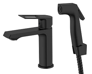 Смеситель для раковины с гигиеническим душем VODA Surf Black SF27HB черный