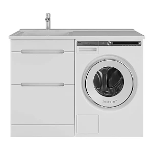 Тумба с раковиной SanStar Толедо 50 напольная, белая (раковина Космос 110 L)