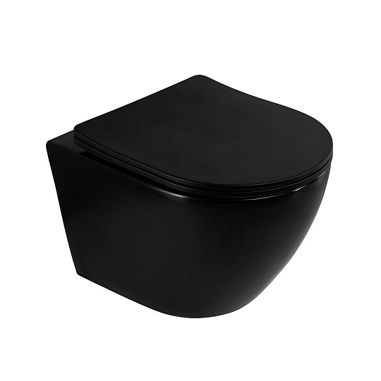 Чаша для унитаза подвесного Art&Max Ovale AM011CHR-MB безободковая, черный матовый