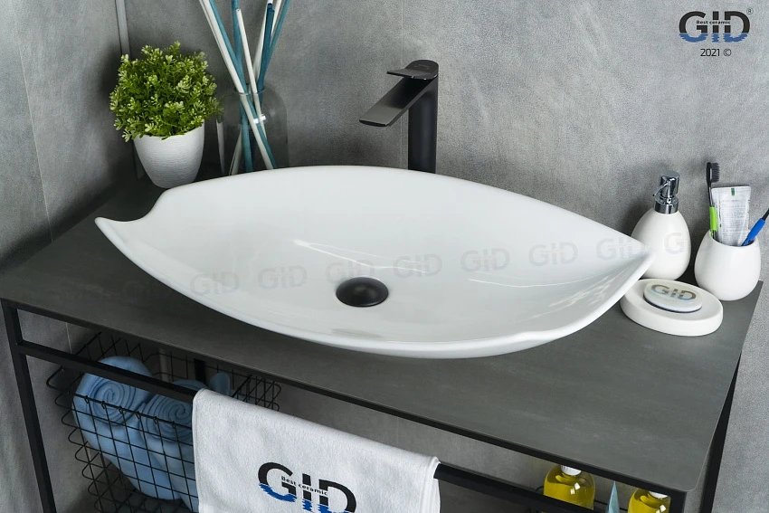 Раковина Gid Creativo N9178 накладная 74х38 белая