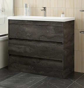 Тумба с раковиной Art&Max Family-M 90 напольная, 3 ящика, Iron Stone