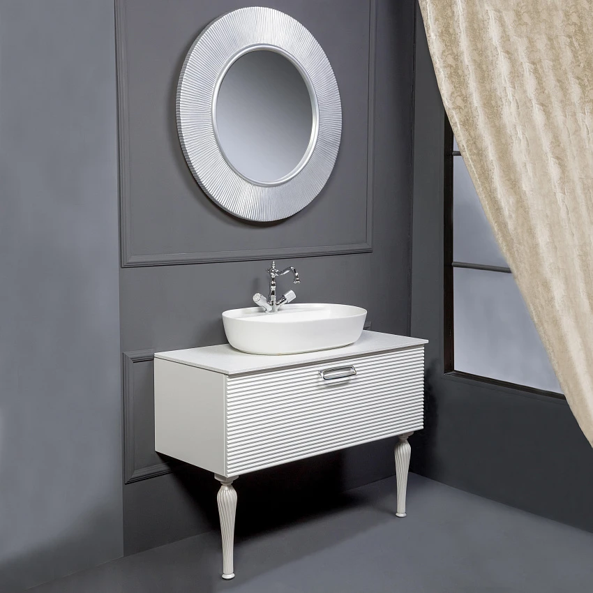 Мебель для ванной Armadi Art Vallessi Avangarde Linea 100 белая, с овальной раковиной