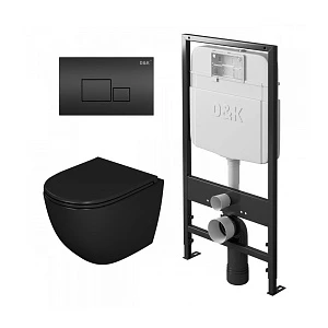 Комплект инсталляция D&K DI8055119 + унитаз D&K Matrix DT1396025 + кнопка D&K Quadro DB1519025