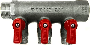 Коллектор Tiemme 1/2&quot; х 3/4&quot;, никелированный, 3 выхода