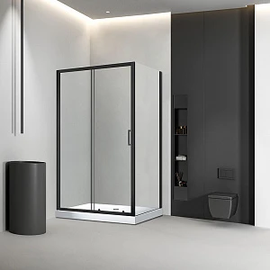 Душевой уголок Veconi Rovigo RV-046B 100x80x195 см, профиль черный, стекло прозрачное