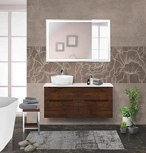 Мебель для ванной BelBagno Etna H-60 120 L подвесная, со столешницей, 4 ящика, Rovere Moro