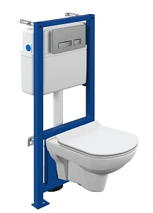 Комплект Cersanit City CO DPL EO slim инсталляция LINK PRO кнопка MOVI пластик хром матовый