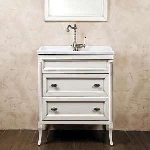 Тумба для комплекта La Beaute Classic Vivien Сassetto 70 белый с патиной, фурнитура серебро