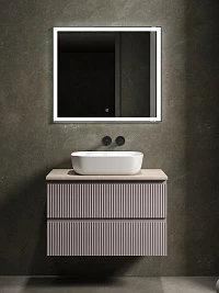 Мебель для ванной Sancos Snob R 80 подвесная, столешница kreman, Doha Soft (без отверстия под смеситель)