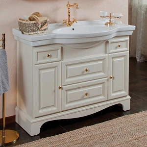 Тумба для комплекта La Beaute Classic Michel 120 слоновая кость матовый, фурнитура золото