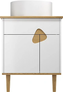 Тумба с раковиной VOQ Sense 60 напольная, ultra white/natural oak