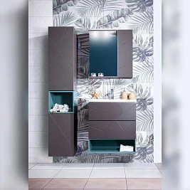 Мебель для ванной Бриклаер Кристалл 60 софт графит (с зеркалом 40 и шкафчиком 20)