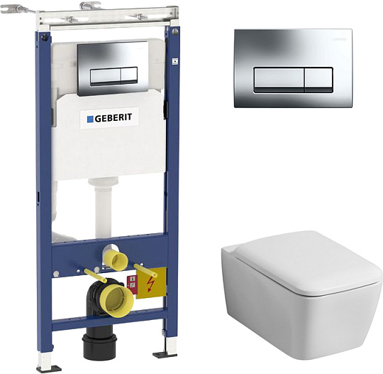 Комплект Унитаз Geberit iCon Square 201950 Rimfree + Инсталляция Geberit 458.125.21.1