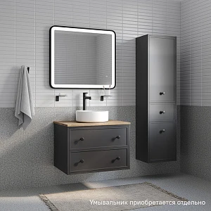 Мебель для ванной Iddis Torr 70 подвесная, со столешницей дуб верона, темно-серый