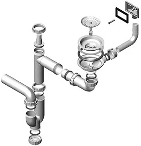 Двойной сифон Alveus FI 114 c переливом ECO 3 1/2" 1130543