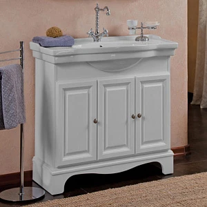 Тумба для комплекта La Beaute Classic Michel 90 белый матовый, фурнитура серебро