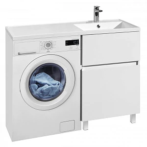 Тумба с раковиной Aquaton Лайн 120 напольная, 2 ящика, белый