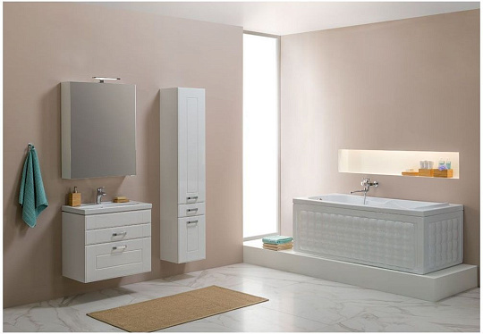 Мебель для ванной Aquanet Рондо 70 белая (2 ящика, зеркало камерино)