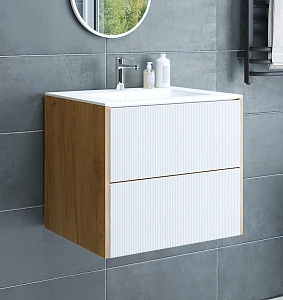 Тумба с раковиной Sanflor Диана 65 дуб канзас белый (раковина Kerama Marazzi Piano 65)
