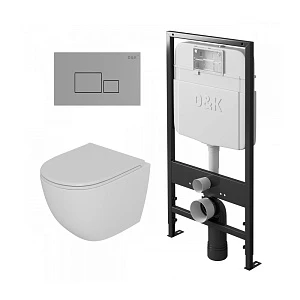 Комплект инсталляция D&K DI8055119 + унитаз D&K Matrix DT1396016 + кнопка D&K Quadro DB1519001