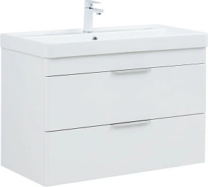 Тумба с раковиной Aquanet Ирис New 90 подвесная, белая глянцевая
