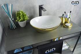 Раковина Gid Esfera Nc999 накладная 41х34 белая / золото