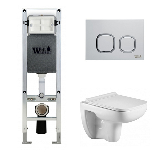 Комплект Weltwasser 10000006541 унитаз Kehlbach 004 GL-WT+ инсталляция + кнопка Amberg RD-WT