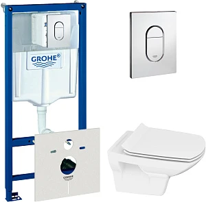 Комплект инсталляция Grohe Rapid SL 38929000 4 в 1 + унитаз Cersanit Carina new clean on slim lift