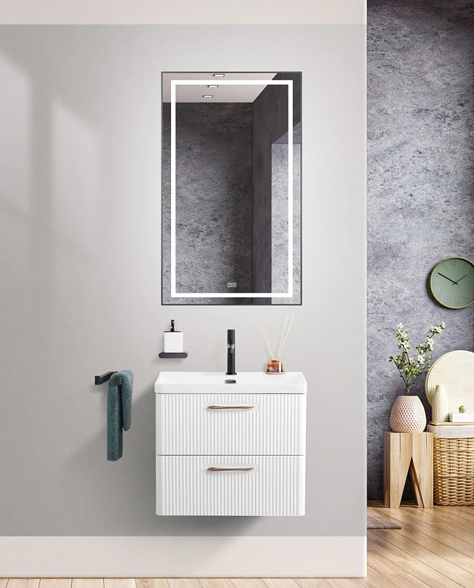 Мебель для ванной Belbagno Due 60 подвесная, белый металлик
