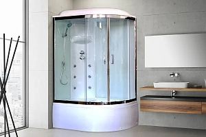 Душевая кабина Royal Bath RB 8120BK3-WT-CH 120x80 (белое/прозрачное) левая