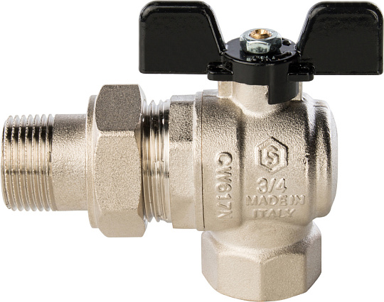 Шаровый кран Stout SVB-0008 3/4 вн-нар, полнопроходной, с американкой, ручка бабочка