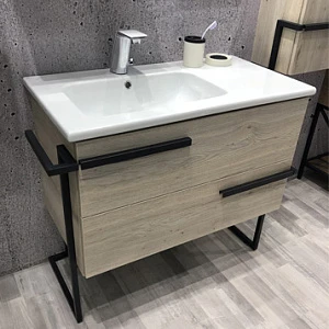 Тумба с раковиной Comforty Дюссельдорф 90 дуб дымчатый (раковина Comforty 9090EL)
