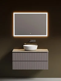 Мебель для ванной Sancos Snob T 100 подвесная, столешница kreman, Doha Soft (без отверстия под смеситель)